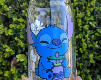 Lilo and stitch hand painted glasses
