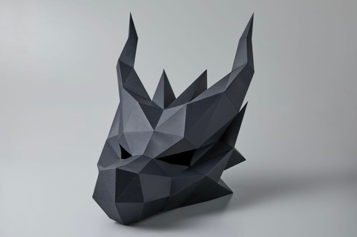 Dragon Paper Mask 3D, DIY, Printable Low Poly Paper Craft PDF Template ...