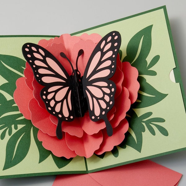 Mothers Day Card, Butterfly, pop up card, 3D, DIY, printable low poly paper craft PDF template, printable download file, digital animal card