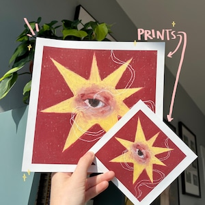 Allsehendes Auge Öl Pastell Kunstdruck