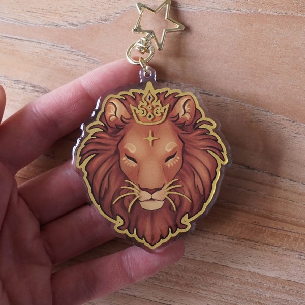 Porte-clés animal lion en feuille d'or