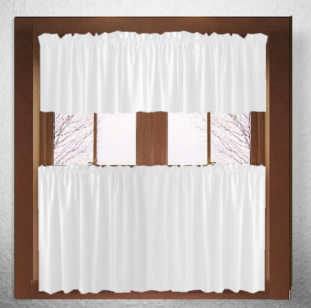 Bright White Kitchen Curtains and Valance - Etsy