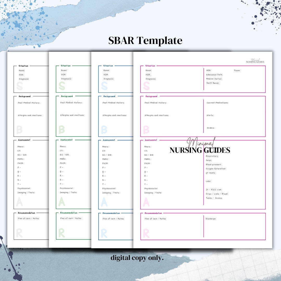 SBAR Template - Nursing School - Study Notes - Clinical Handover ...