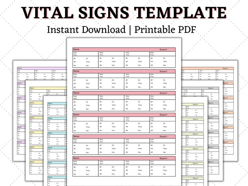 Printable Vital Signs Sheet Nursing Vitals Sign Log Vitals - Etsy