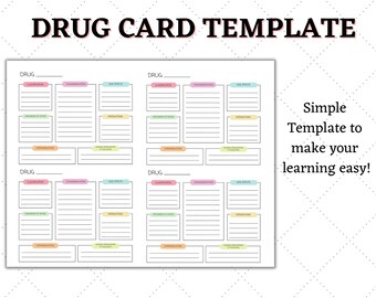 Drug Card Template Etsy