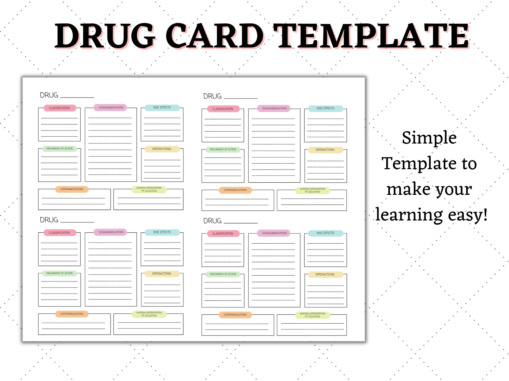 Nursing Student Printable Drug Card Template