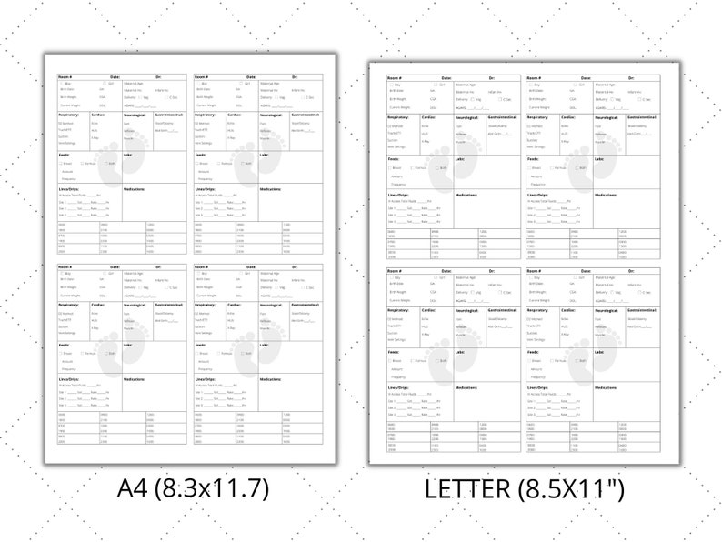 Ultimate Mom and Baby Report Sheet Nurse Brain Sheet NICU - Etsy