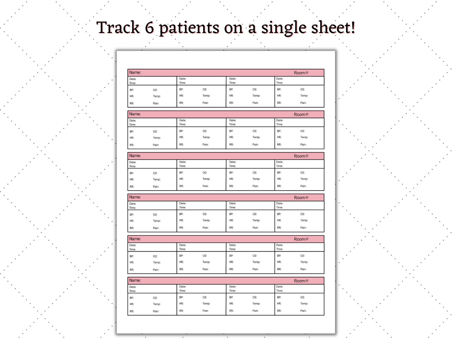 Printable Vital Signs Sheet Nursing Vitals Sign Log Vitals - Etsy
