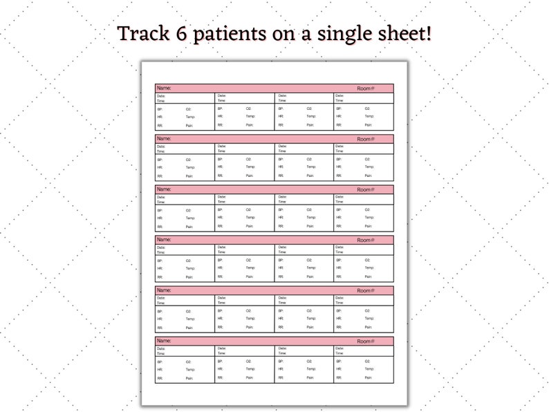 Printable Vital Signs Sheet Nursing Vitals Sign Log Vitals - Etsy