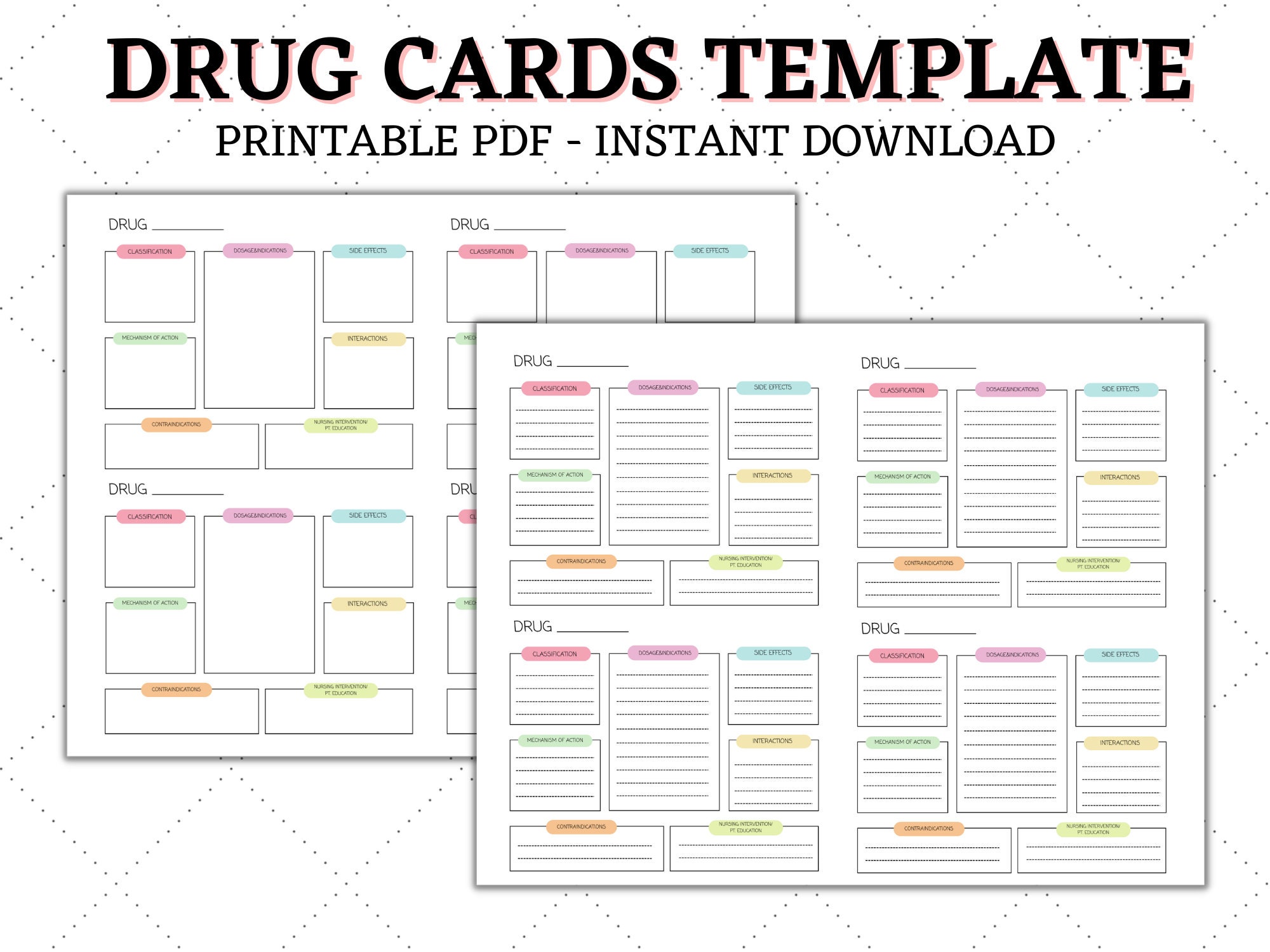 Pharmacology Drug Card Template Nurse Student Study Guide Etsy Pharmacology Drug Card Template Nurse Student Study Guide Etsy