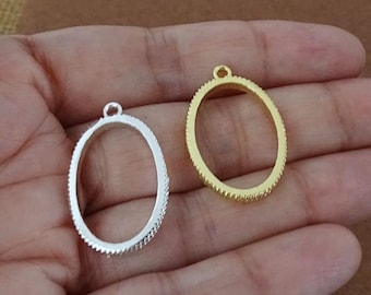 Oval Charm Lünette Rahmen, Harz Schmuck machen, Anhänger mit offener Rückseite (5 Stück)