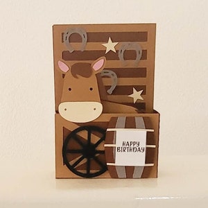 Biglietto pop-up a tema cavallo: compleanno / pronta guarigione / grazie / congratulazioni