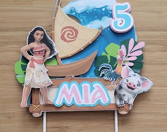 Décoration de gâteau d'anniversaire personnalisée sur le thème des garçons et des filles de Moana