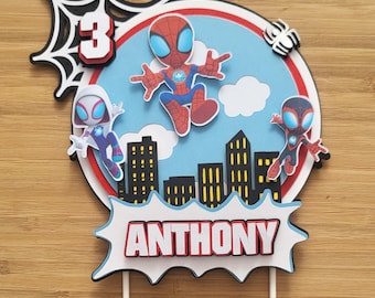 Décoration de gâteau d'anniversaire personnalisée Spidey, garçons et filles