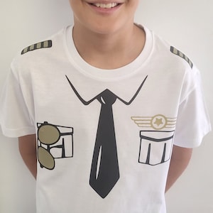 T-shirt da bambino da pilota/capitano, disponibile nelle taglie 2-12a, confezione regalo disponibile