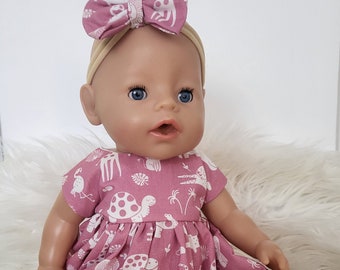Baby doll clothes dresses with matching bow - handmade - fits 18" dolls