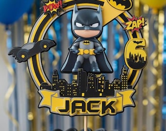 Décoration de gâteau d'anniversaire personnalisée sur le thème de Batman, garçons et filles