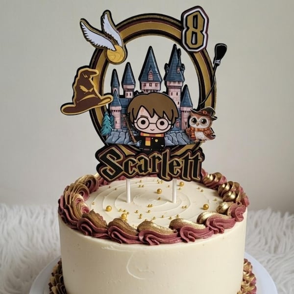 Wizard magic theme boys girls themed personalised birthday cake topper