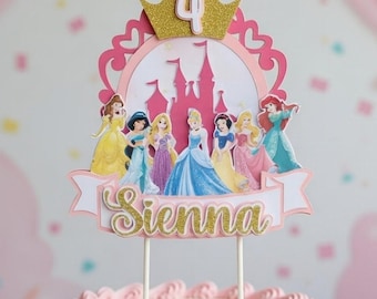 Princess themed girls personalised birthday cake topper