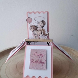 Tarjeta emergente de cumpleaños temática personalizada para niñas de gimnasia