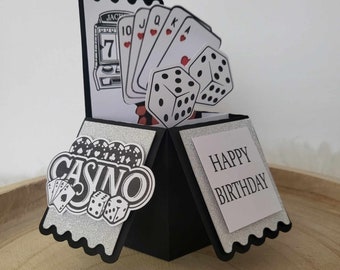 Casino / Poker / Cartes / Carte pop-up d'anniversaire sur le thème des machines à sous