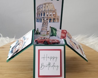 Biglietto pop-up di compleanno personalizzato a tema italiano Italia