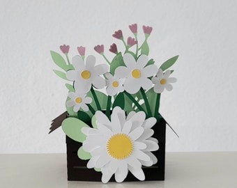 Spring flowers crate birthday / Mothers Day / get well soon pop up 3D card - can be personalised