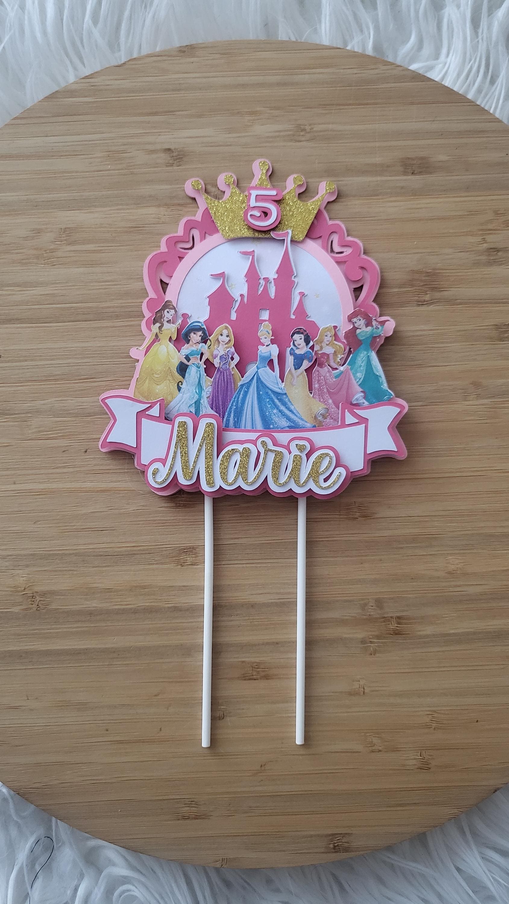 Princess Themed Girls Themed Personalised Birthday Cake Topper - Etsy