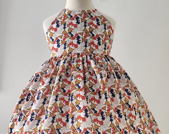 Girls 4th of July Independence Day cotton dress  with crossover back detail - Available in sizes 1Y - 8Y