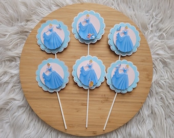 Décorations pour gâteaux d'anniversaire sur le thème des princesses pour filles - lot de 6