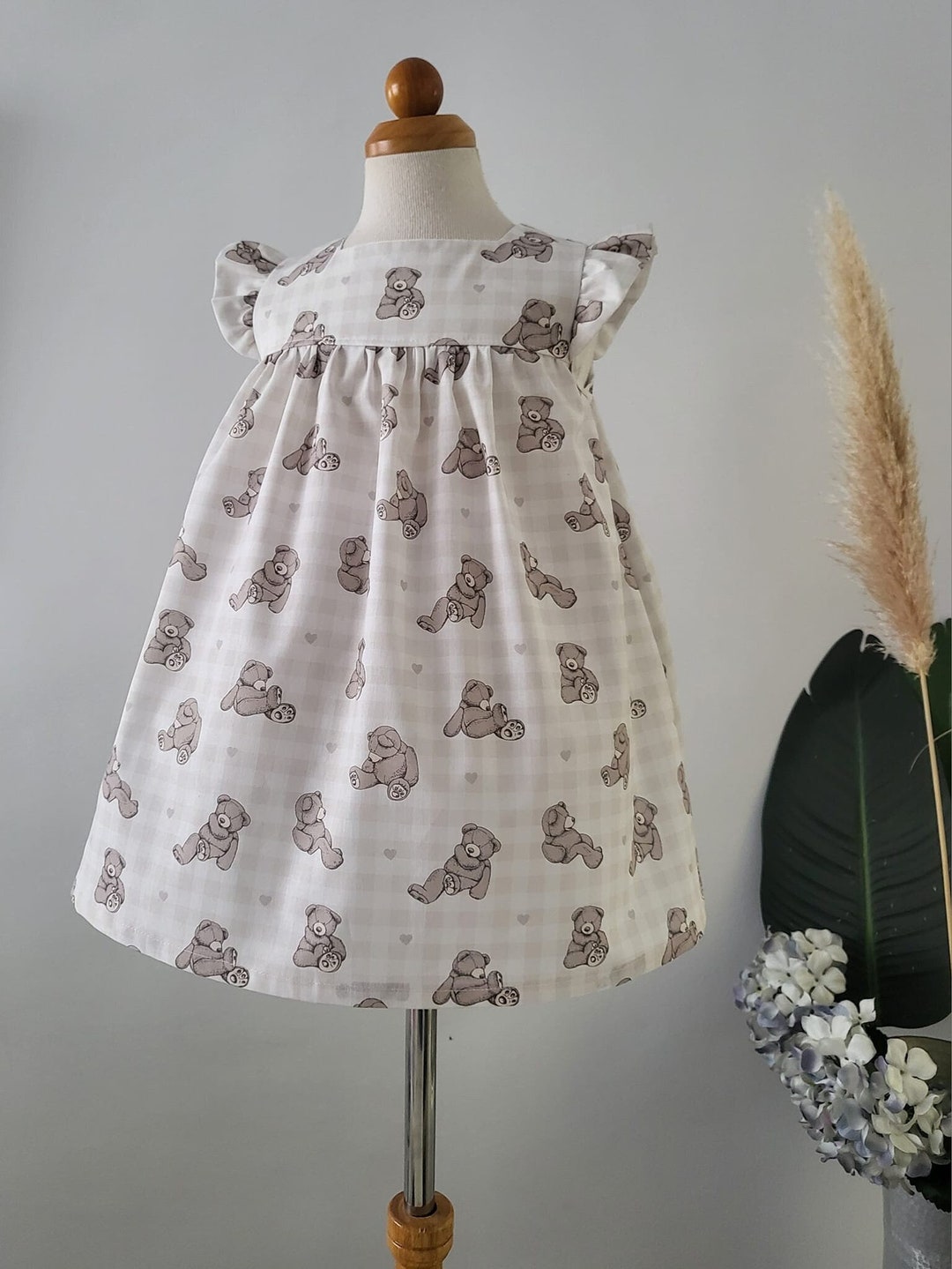 New Born 3pcs Dress in Blended Stuf Bear Printed main image 1