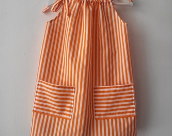 Robes d'été à rayures pour filles avec poches contrastées - disponibles en tailles 0-3 mois - 10 ans