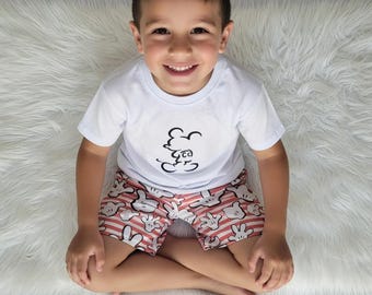 Adorable boys Mouse shorts and tee / onesie set - Available in sizes 0-3 months - 5Y