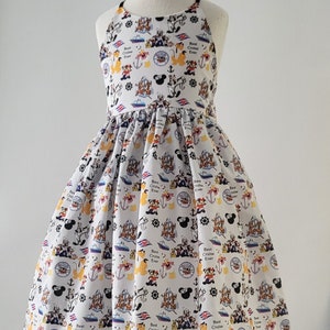 Mickey Disney cruise cotton dress  with crossover back detail - Available in sizes 1Y - 6Y