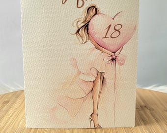 Stuff4 Biglietto di auguri il 29° compleanno da donna con palloncini glitterati rosa e viola donna di 29 anni figlia sorella zia cugina 145mm ventinove ventinovesimo biglietti di