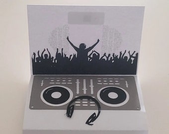 DJ disc jockey party dance/rave/muziek thema verjaardag pop-up kaart