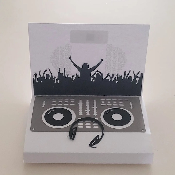 DJ disc jockey party dance / rave / music themed birthday pop up card