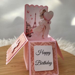 Personalised Paris themed birthday pop up card