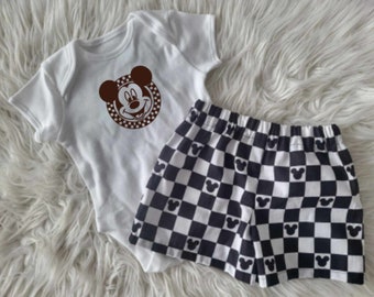 Adorable boys Mickey shorts and tee / onesie set - Available in sizes 0-3 months - 5Y