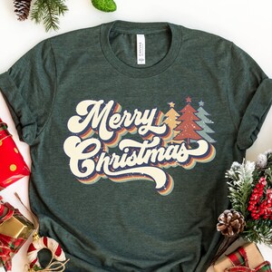 Vintage 70s Style Merry Christmas Shirt: Retro Holiday Tee