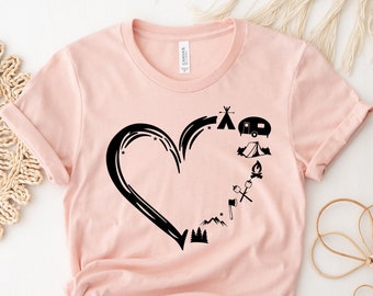 Camp Lover Shirt, Camping Shirt, Camping Heart Shirt, Cute Hiking Shirt, Adventure Shirt, Camper Shirt, Gift for Her