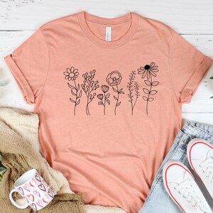 Wildflower Tshirt, Wild Flowers Shirt, Floral Tshirt, Flower Shirt, Gift for Women, Ladies Shirts, Best Friend Gift