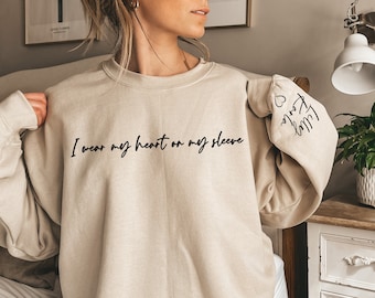 Personalized 'Heart On My Sleeve' Sweatshirt - Custom Kids Names