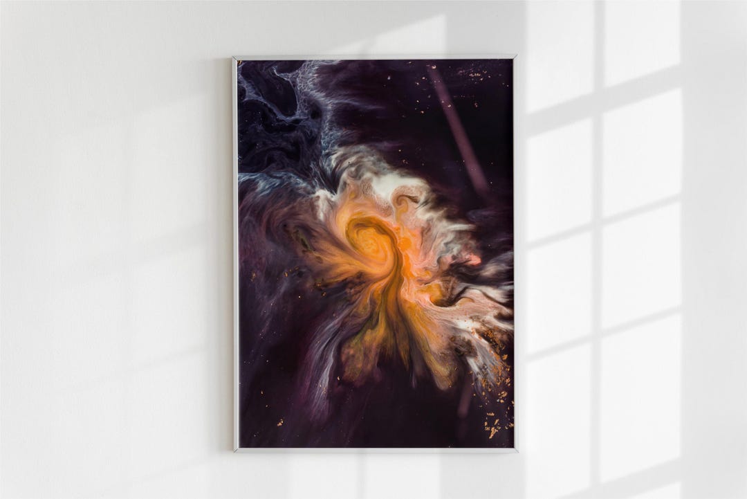 Abstract Galaxy Wall Art, Cosmic Nebula Art Print, Dark Modern Abstract ...