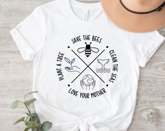 Earth Day T-Shirt: Plant Trees, Save Bees, Eco Friendly