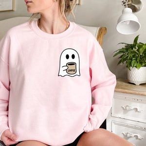 Little Ghost Ice Coffee Sweatshirt and Hoodie, Ghost Sweatshirt, Halloween Tee, Cute Ghost Shirt, Little Ghost Ice Coffee Sweatshirt