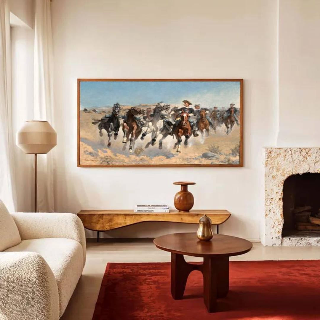 Western Cowboy Horse Riders Canvas Art Print, Vintage Wild West Wall ...