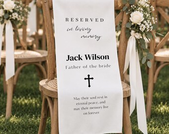 In Loving Memory Wedding Chair Sign, Memorial Pew Marker, Custom Celebration of Life Decor, Reserved Chair Banner, Wedding Remembrance Sign