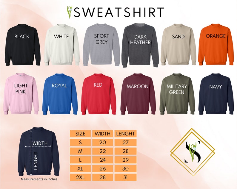 sweatshirt sizes chart for men and women
