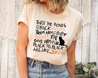 Twist The Bones Halloween Cat T-Shirt: Witch Spell Tee Gift